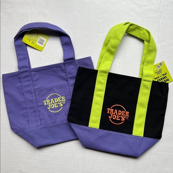 Trader Joe'S Handbags - Trader Joe's Special Edition Canvas Tote Bags - Purple and Black 2 Pack